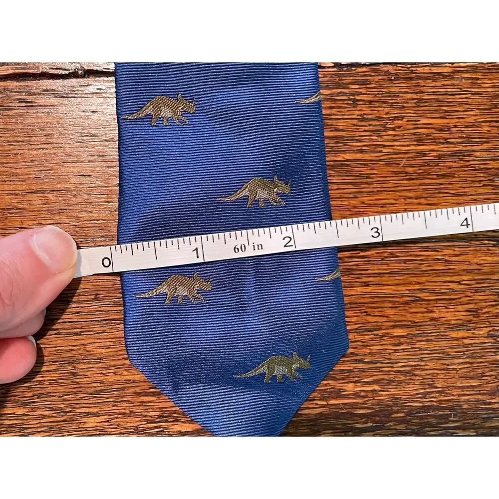 J.Crew Crewcuts Boys Silk Tie, Blue with Dinosaur Print, Size 8-16 Years